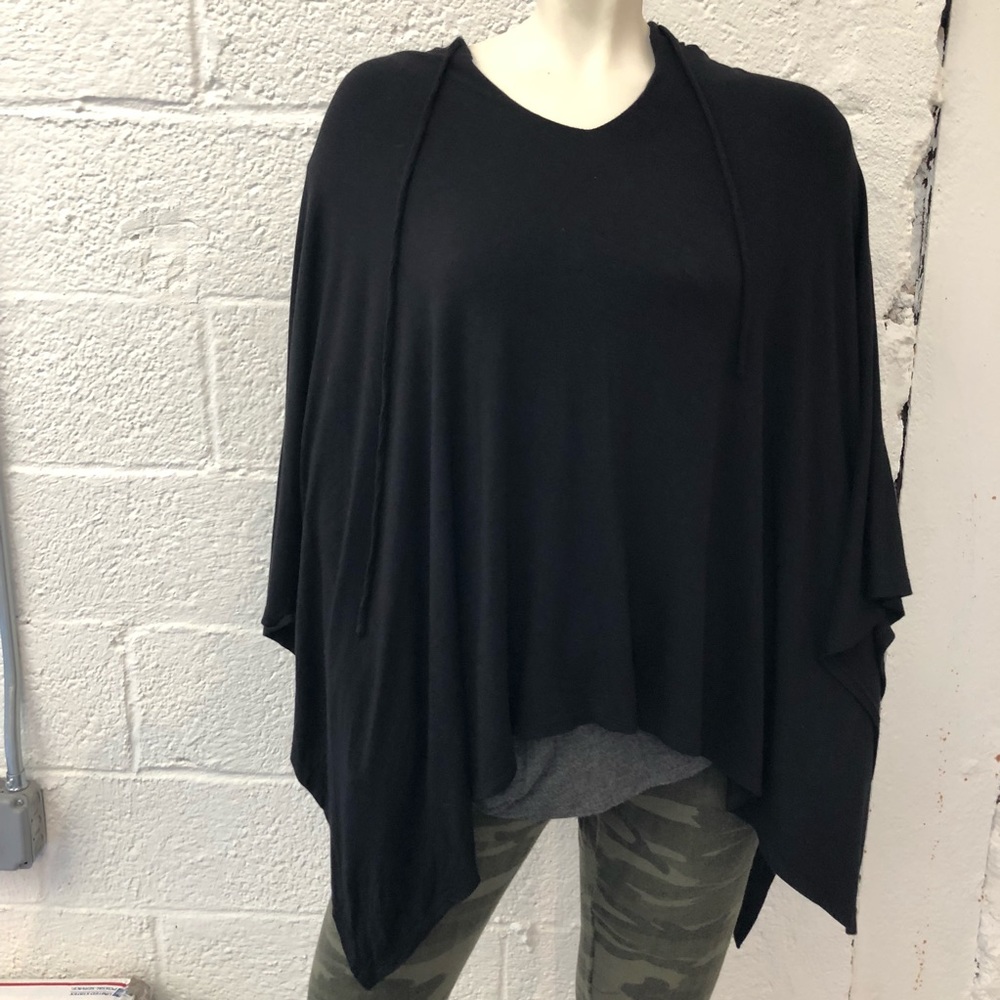 ARIELLA two fer hooded poncho